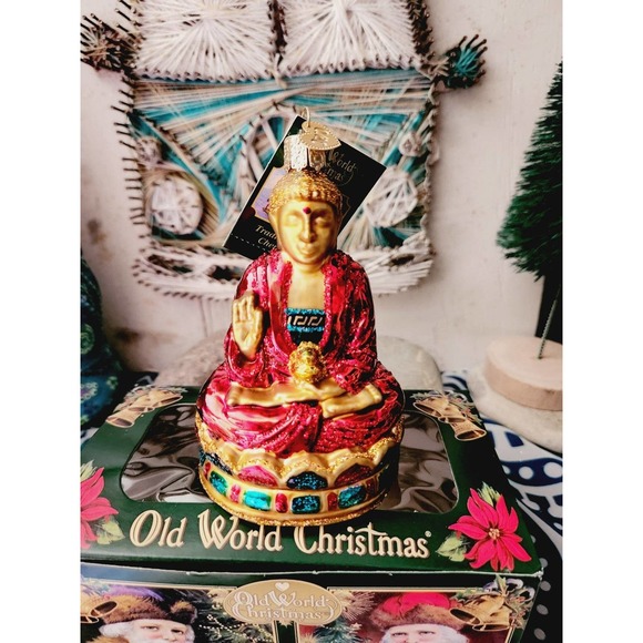 Christmas glass classic ornament colorful buddha ohm bohemian decor holiday - Picture 9 of 10